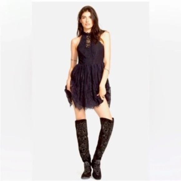 Free People Womens Mini Dress 2 Lace Witchy Fairygoth Whimsigoth Party Cocktail - Picture 1 of 15